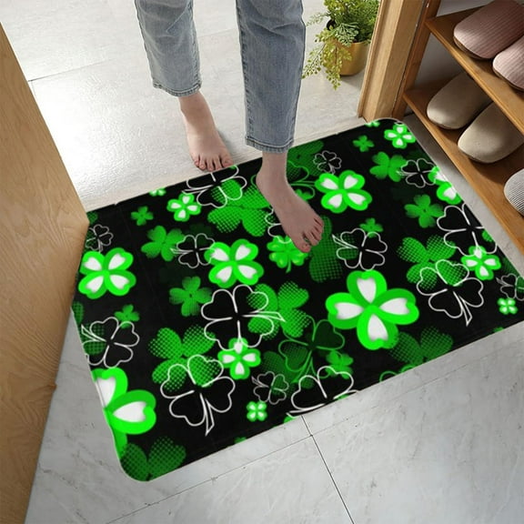 Kayannuo Room Decor Front Door Mat St. Patrick's Day Rug Ornament Green Decorative Rug Irish Celebration Decorative Rug Indoor Doormat Valentines Day Decor