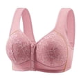 thumbnail image 2 of XRoczxe Women Front Closure Lace Bra Wide Shoulder Straps Wire Free Supportive Non Sag Comfort Everyday Underwear Multiple Solid Colors, 2 of 5