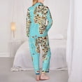 thumbnail image 5 of Disketp Pajamas Set Long Sleeve Sleepwear Womens Button Down Nightwear Pj Sets-World Travel Line Icons Map, 5 of 9
