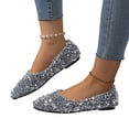 thumbnail image 3 of Women's Rhinestone Flats Elegant Glitter Ballet Flats Dress Pearl Wedding Shoes Pointed Toe Slip On Loafers for Women, 36, 3 of 9