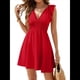thumbnail image 3 of Vestido de Verano para Mujer, con Mangas con Volantes y Cuello en V Rojo XXL, 3 of 9