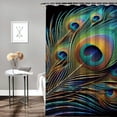 thumbnail image 2 of Awypu Overlapping Green Blue Peacock Feathers Animal Bird Chic Modern Bathroom Decor Waterproof Shower Curtain Multiple Sizes White, 2 of 7