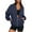 Blue, variant on Loose Fit Long Sleeve Zip Up Sweatshirt Outerwear Women Non Hooded Design Storage Pockets Soft Casual Fall Everyday Athletic Jacket Black 2XL