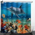 thumbnail image 4 of PULLIMORE Animals Shower Curtain Undersea World Waterproof Bathroom Decor with Hooks (71" x 71"), 4 of 8