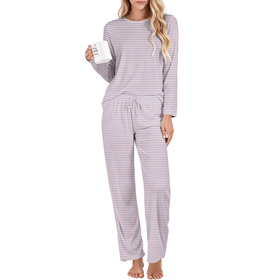 UVN Womens Pajamas Sets Long Sleeve Tops and Long Pants 2 Piece Outfit Fall Sleepwear Nightwear Soft Pjs Lounge Sets