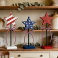 thumbnail image 6 of 3pcs Patriotic Wooden Star Tabletop Decor Set, Red White & Blue 4th of July Centerpiece with Glitter Finish, Independence Day Standing Ornament for Mantel and Shelf, 6 of 7