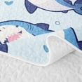 thumbnail image 5 of Erosebridal Cartoon Cute Shark Quilt Full,Blue Ocean Bubble Kawaii Marine Animal Print Full Bedspread Sets For Boys,3 Pieces, 5 of 7