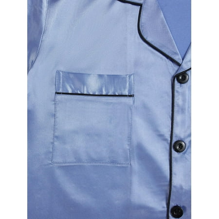 

Womens Pajama Sets Button Front Lapel Sleepwear Baby Blue XL