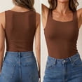 thumbnail image 4 of Tank Tops Built in Bra for Old Women Camisole Wide Strap Padded Shelf Top Shapewear Shaping Cami Shelf Bra, Plus Size Loose Fit Cotton Yoga Workout, Square Neck Hip Length Non Roll Hem, 4 of 8