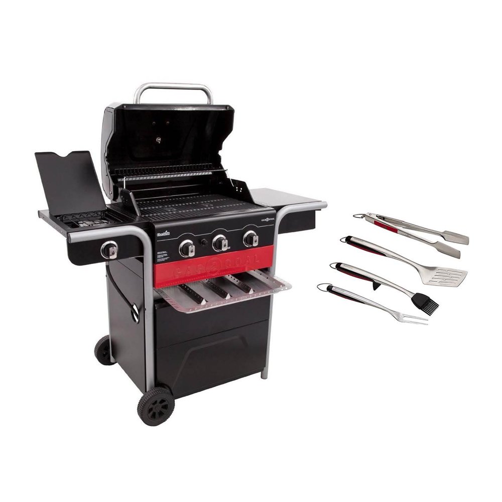 CharBroil Gas2Coal 3 Burner Gas and Charcoal Combo Grill + 4 Piece