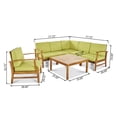 thumbnail image 4 of Noble House Perla Outdoor 7-Pc Teaked Acacia Wood Sofa Set with Green Cushions, 4 of 12