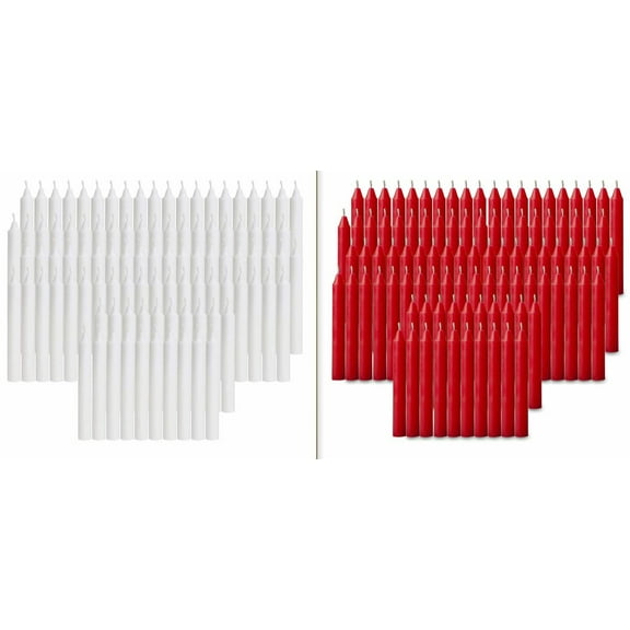 200pcs Bulk Candles Mix 100-Red & 100-White Christmas Tree Candles,Chime,Pyramid