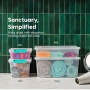 IRIS 6 Qt Plastic Stackable Storage Bin, Clear, 3Pk