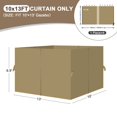 thumbnail image 2 of Aoodor 10' x 13' Gazebo Curtain Set Protecting Privacy Side Walls 4 Panels, Curtain Only - Khaki, 2 of 10