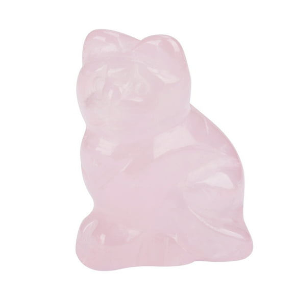 Healing StoneRose Quartz Carved Kitten Rose Quartz Stone Pink Crystal Luxury Finish