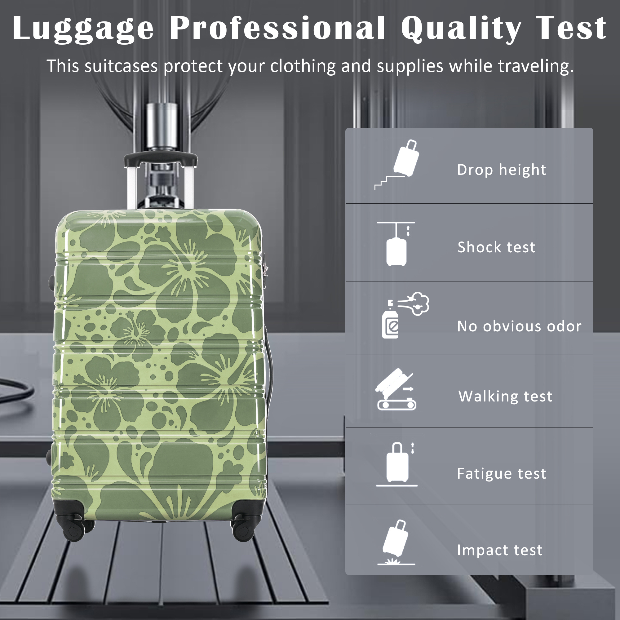 Euroco 3 Piece Luggage Sets, ABS+PC Hardshell Suitcase with TSA Lock and Spinner Wheels,Lightweight Suitcase Set for Family Travel,Green
