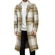 thumbnail image 1 of Kalauyu Men's Casual Notched Collar Plaid Single Breasted Wool Blend Formal Trench Top Coat, 1 of 7