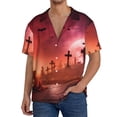 thumbnail image 7 of Lsque Pumpkins print Men's Cuban Collar Short Sleeve Shirt Summer Beachwear Casual Button Down Fashionable Vacation Leisure Shirt-4X-Large, 7 of 7