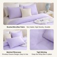 thumbnail image 5 of 3 Pieces Comforter Set, Solid Breathable Quilted Style Bedding Sets, Luxury Fluffy Soft Comforter for All Season (1 Comforter & 2 Pillowcases), Lavender King, 5 of 6