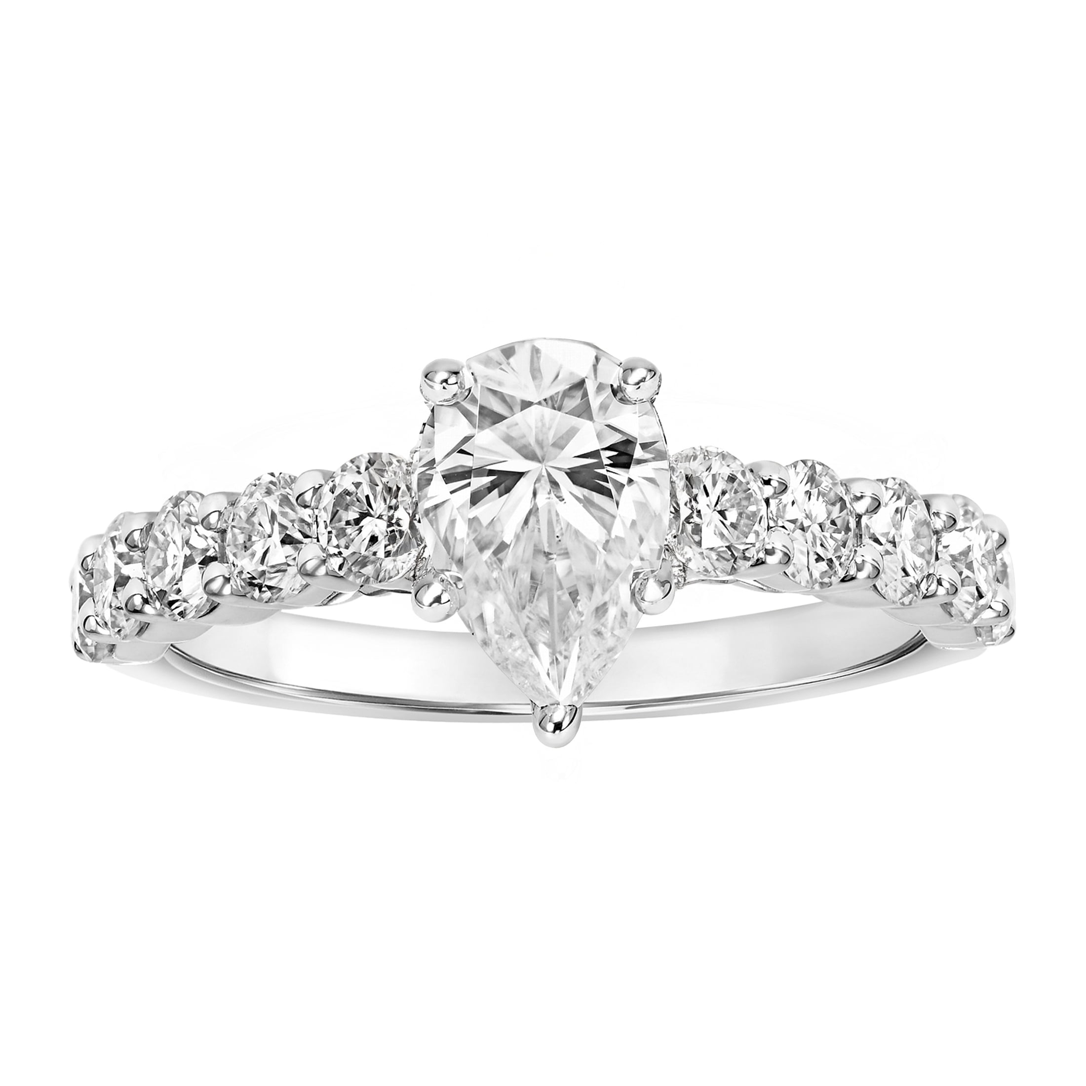 2 1/10 Carat T.G.W. Pear-Cut Moissanite Sterling Silver Women's Engagement Ring