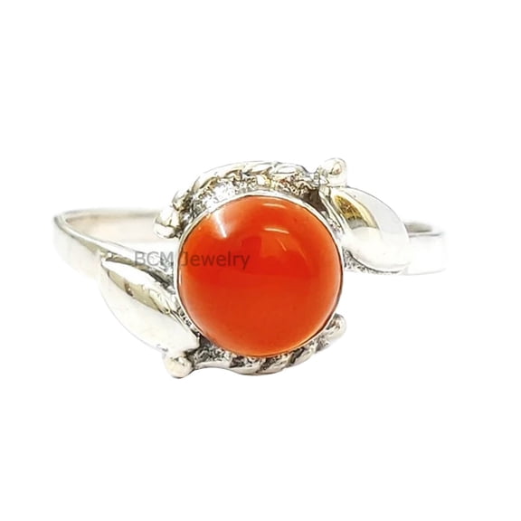 925 Sterling Silver Ring For Womens, Carnelian Ring Gemstone Unique Handcrafted Ring For Her