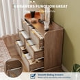 thumbnail image 4 of 6 Drawer Chest with Rattan Design, Boho Style Dresser with Golden Handles, Brown Wood Storage Organizer for Bedroom, Living Room, or as a Side Table, 4 of 9