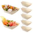 thumbnail image 1 of 150PCS Disposable Sushi Boats Appetizer Plates Wooden Food Trays Wooden Dinner Plates Sushi and Sas, 1 of 5
