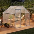 thumbnail image 1 of Serre Extérieure en Polycarbonate 6 X 6 Pi Robuste – Cadre en Aluminium Solide, Porte Coulissante, Évent de Toit Ajustable, Gouttière, Conception à Entrée Piétonne, Idéale pour le Patio Toute l'Année, la Cour Arrière, le Jardinage Hivernal, 1 of 7
