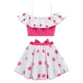 thumbnail image 2 of Girls Bo Peep Two-Piece Swimsuit with Swim Cap Off Shoulder Bathing Suit Tankini Swimwear, 2 of 7