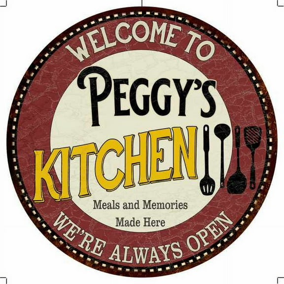 Peggy's Kitchen 14" Round Metal Sign Bar Game Room Wall Decor 100140040103