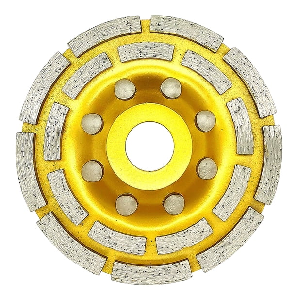 FELTECHELECTR Disco de corte de copa con segmento de diamante de doble fila de 115 mm para desbaste de hormigón, mármol y granito, herramienta rotativa (amarillo)