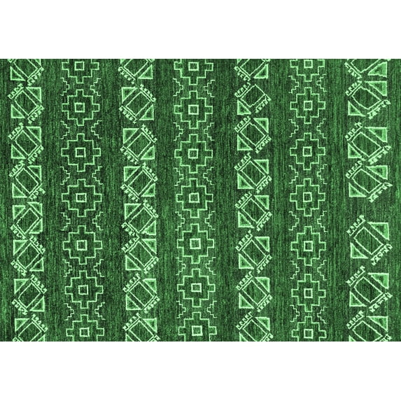 Ahgly Company Indoor Rectangle Oriental Emerald Green Modern Area Rugs, 5' x 8'