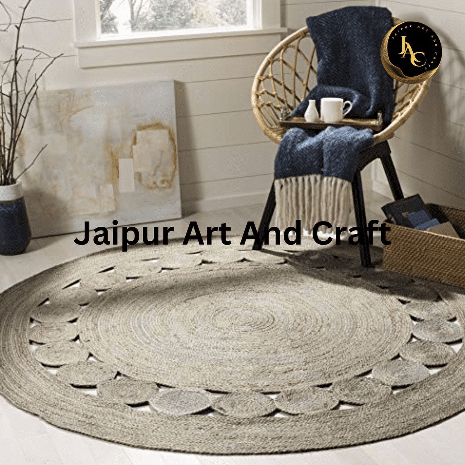 Jaipur Art And Craft Natural Jute Area Rug Hand Braided Bohemian Décor Eco Friendly Rustic Carpet (10x10 Sq Ft)