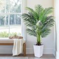 thumbnail image 1 of CUITING Artificial Palm Tree with White Tall Planter  5ft Tall Potted Artificial Silk Palm Tree Plant  Fake Tropical Plant  Home Office Floor Room Decor Plants Indoor Outdoor  Housewarmin, 1 of 9