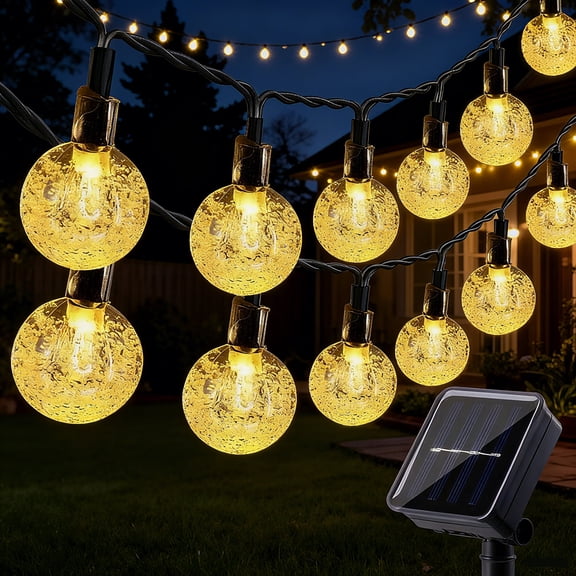 Toodour Solar String Lights Outdoor, 35.6ft 60 LED Waterproof Solar Powered Globe Patio Lights with 8 Modes for Garden Home Gazebo Yard Decorations (Warm White)