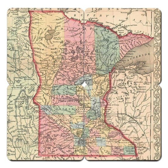 Minnesota Old World Map Coaster