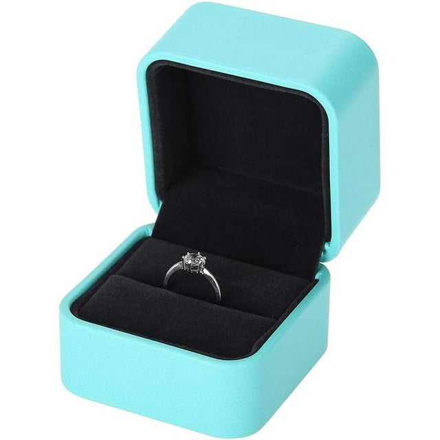 Caja de Anillo para Compromiso, Cajitas para Anillos, Organizador de Almacenamiento de Joyería de Cuero PU, Estuche de Embalaje de Accesorios de Joya