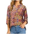 thumbnail image 1 of Camiseta de manga larga con cuello en V y estampado de moda de verano para mujer Fridja  bvmnju4884, 1 of 8