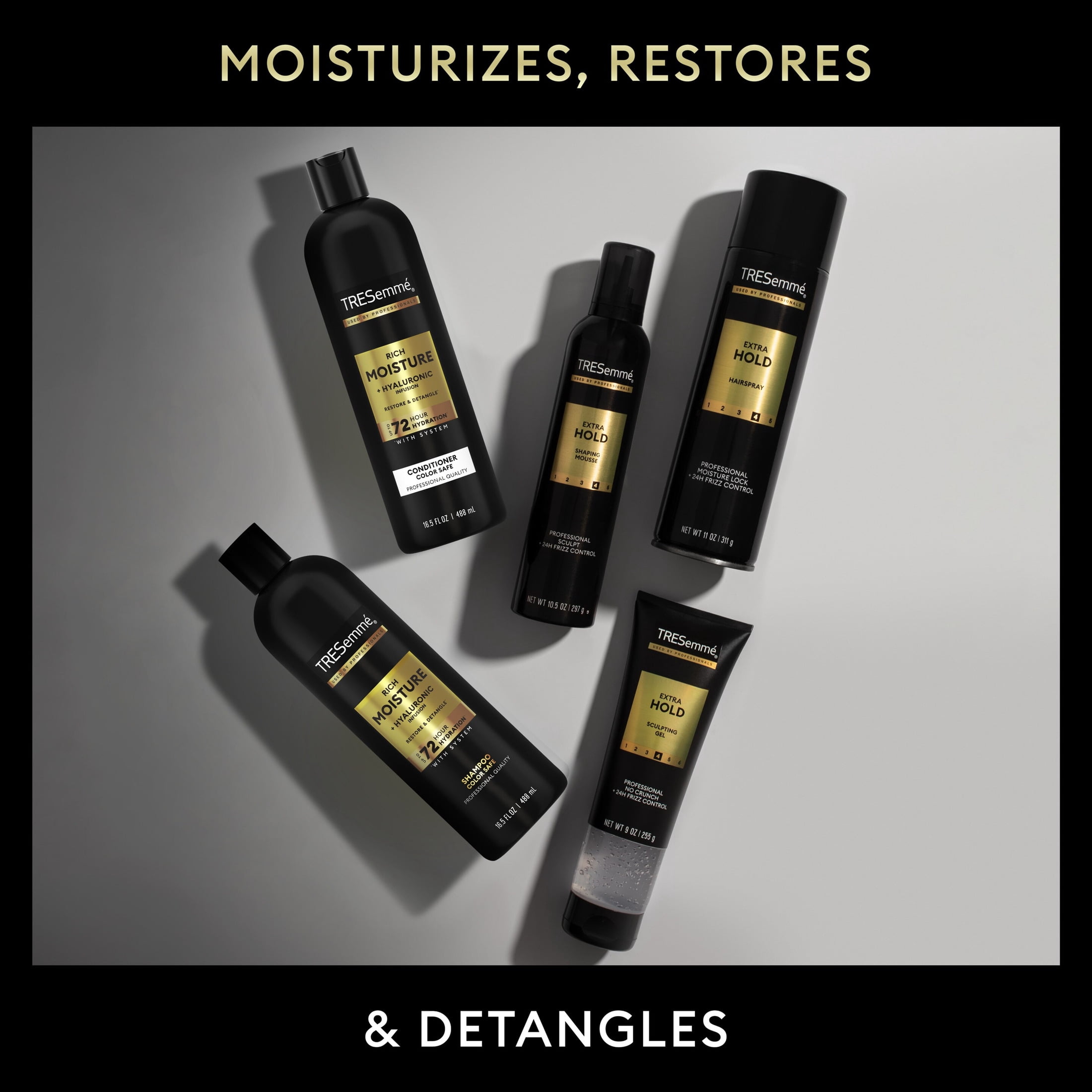 (4 pack) TRESemmé Shampoo With Up To 72H Hydration For Dry Hair, Rich Moisture With Hyaluronic Infusion Hair Care To Restore & Replenish, ,16.5 Fl Oz