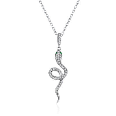 Snake or Ball Chain Necklace Sterling Silver Synthetic CZ Heart Mom Pendant on a Sterling Silver Cable