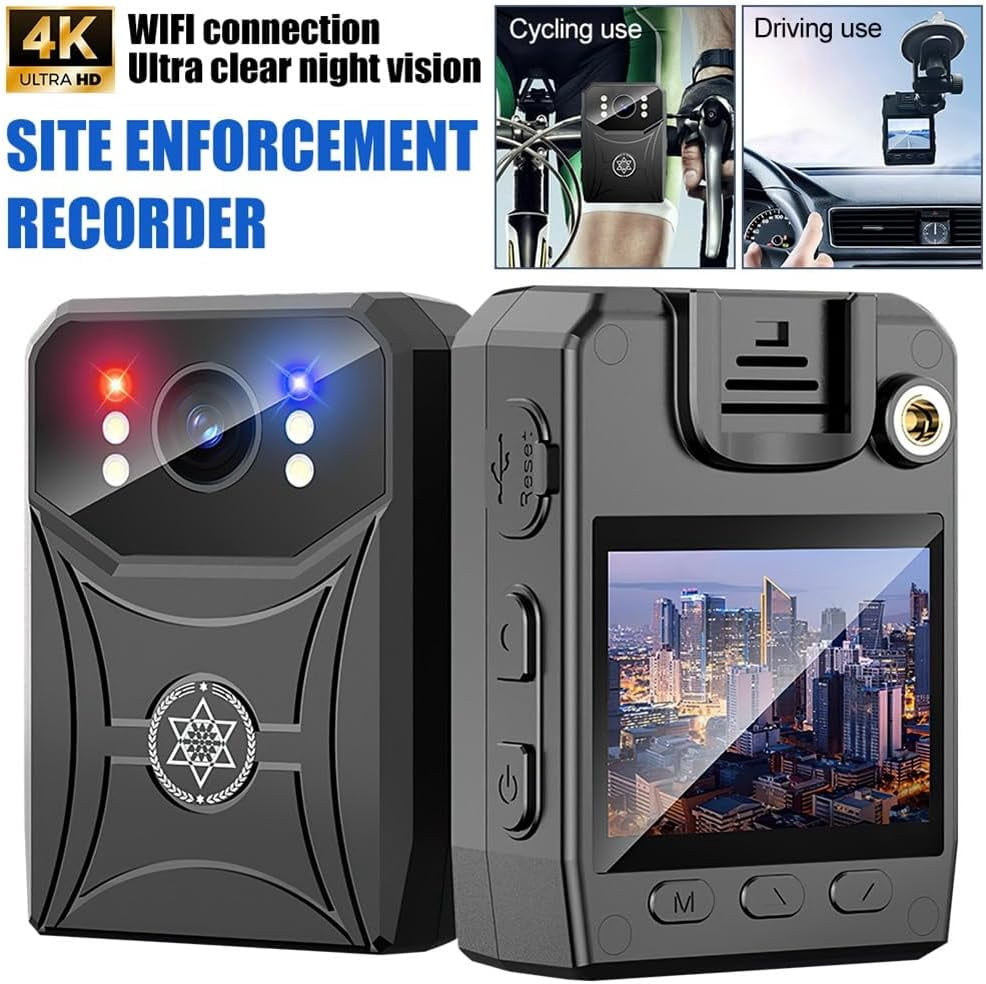 Police Body Cameras with Audio and Video Recording, Body Mounted Video Camera Built-in 64GB, Personal Wearable Cam with 2.0” Screen, Night Vision, IP65, for Police Law Enforcement, Security