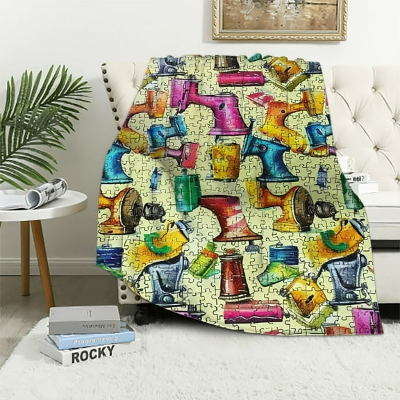 Patifu Sewing Machines Warm Lightweight Blanket Soft Fleece Blankets for All Seasons, Throw Blanket Sofa Decor Cow Gifts, Soft Plush Blankets for Adults and Children 40x50in