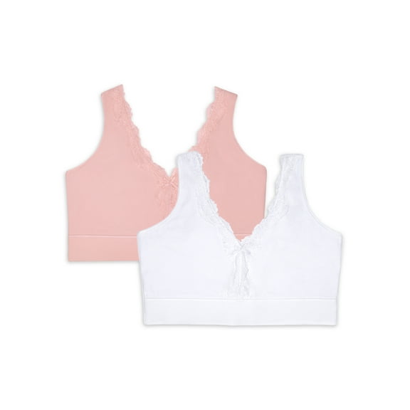 Fruit of the Loom Women’s Back Smoothing Full Coverage Wireless Bralette, 2-Pack, Style FT842A