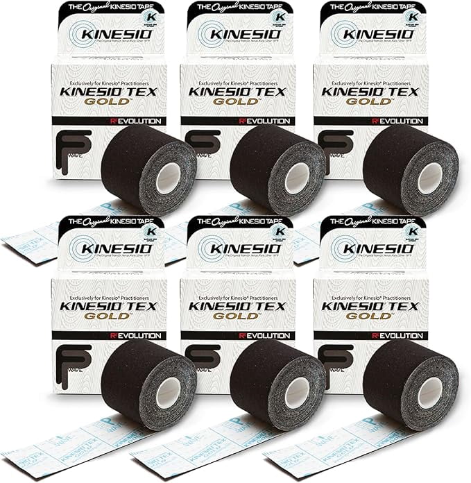 Kinesio Tex Gold FP: 2" x 16.4' Black - 6 Pack