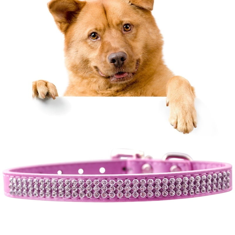 pink diamond studded dog collar