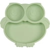 NewWestSilicone Owl Divided Plate with Sucker, 3 Compartments Dining Plate for Kids and Babies-Green
