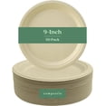 thumbnail image 1 of FREE SHIPPING COMPOSTIE 50pcs 100% Compostable and Disposable Sugarcane Paper Plates 9 Inch for 50 Guests and Events Parties Weddings, 1 of 5