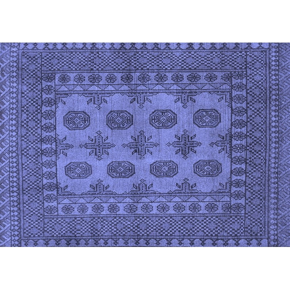 Ahgly Company Machine Washable Indoor Rectangle Southwestern Blue Country Area Rugs, 7' x 10'