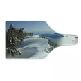 thumbnail image 1 of Winter Cutting Board, Pacific Ocean Meets the Mountains Vancouver British Columbia Canada, Decorative Tempered Glass Cutting and Serving Board, Wine Bottle Shape, White Olive Green Blue, by Ambesonne, 1 of 1