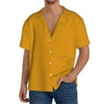 thumbnail image 3 of Balery Goldenrod Men's Casual Button Down Shirt Short Sleeve Textured Summer Cuban Beach Shirts-Large, 3 of 7